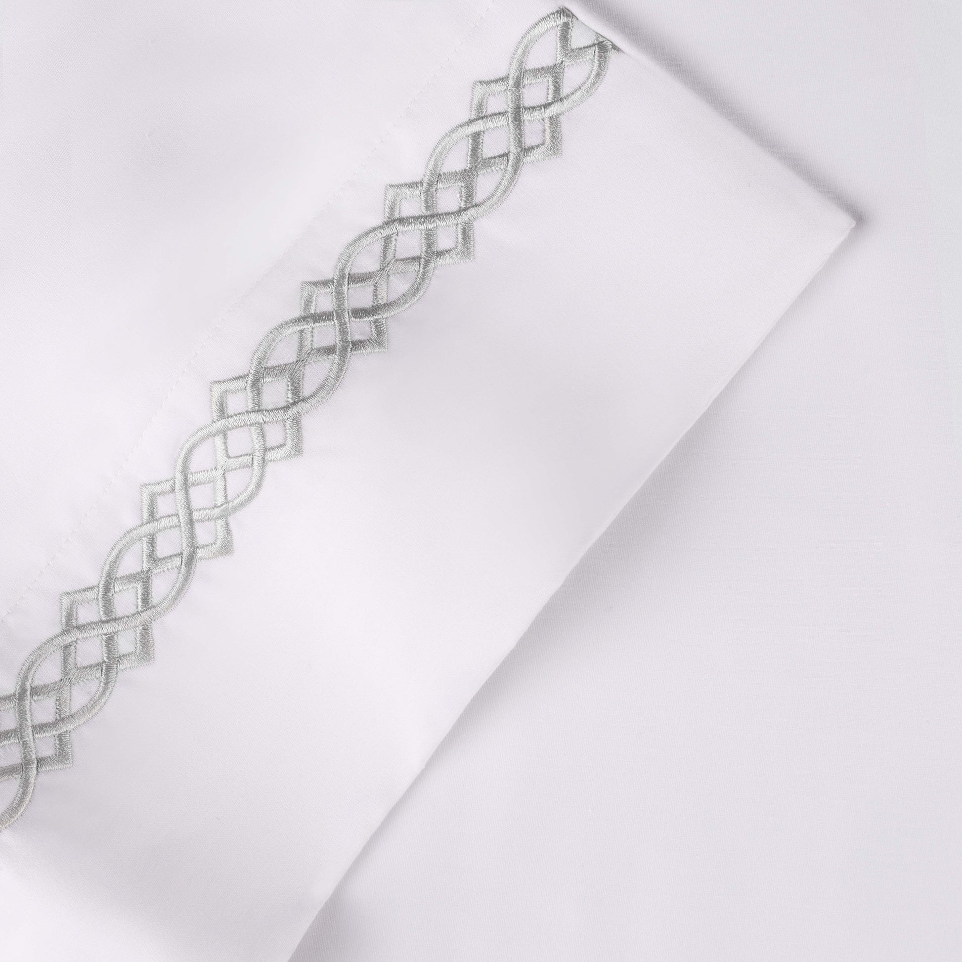 Egyptian Cotton 1000 Thread Count Embroidered Bed Sheet Set - White - Platinum