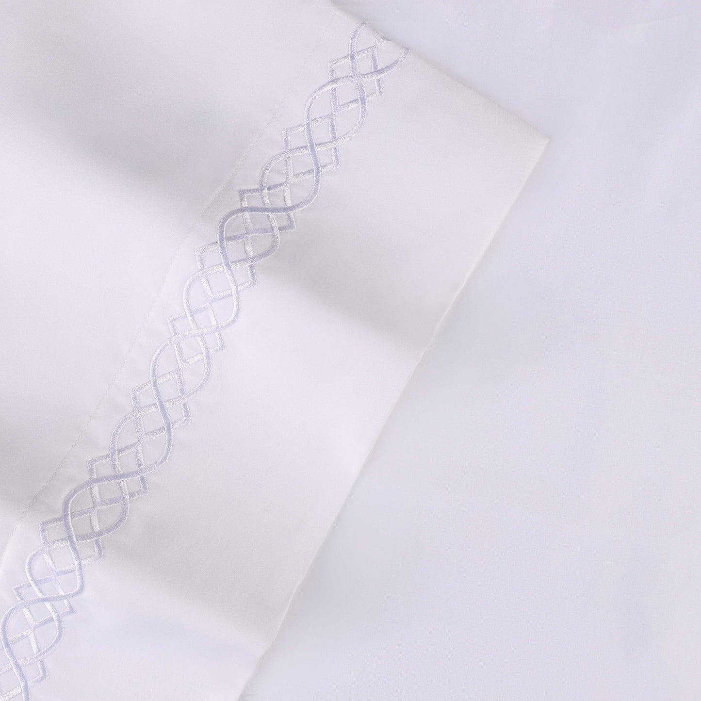 Egyptian Cotton 1000 Thread Count Embroidered Bed Sheet Set - White - White