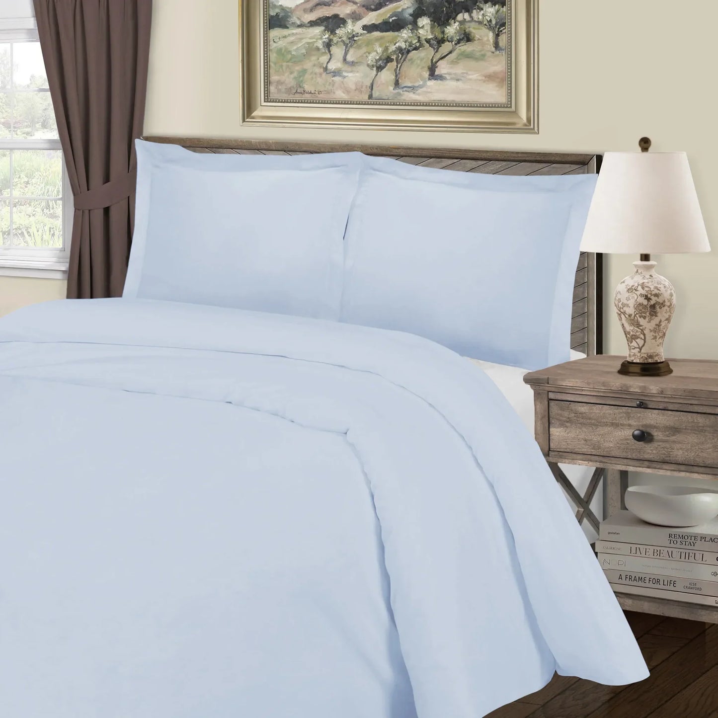 1000 Thread Count Cotton Blend Solid 3 Piece Duvet Cover Set