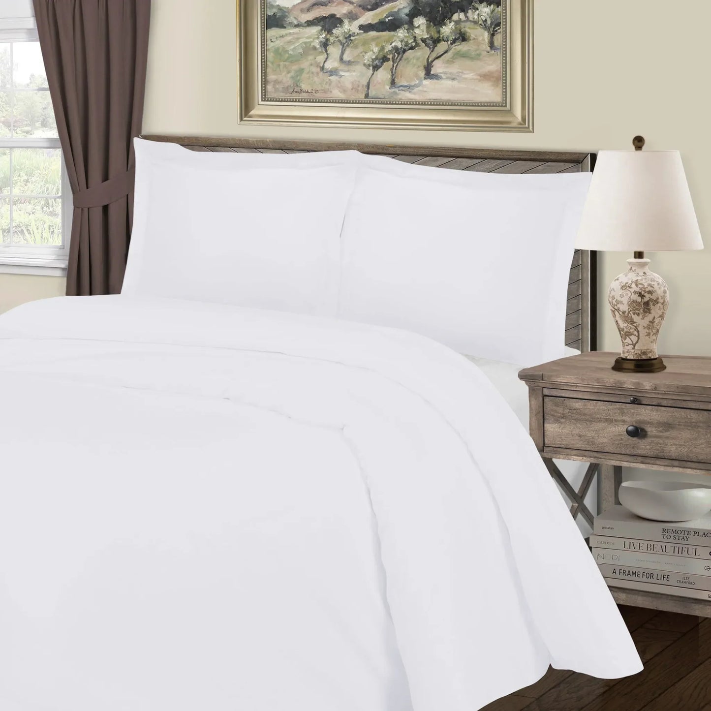 1000 Thread Count Cotton Blend Solid 3 Piece Duvet Cover Set