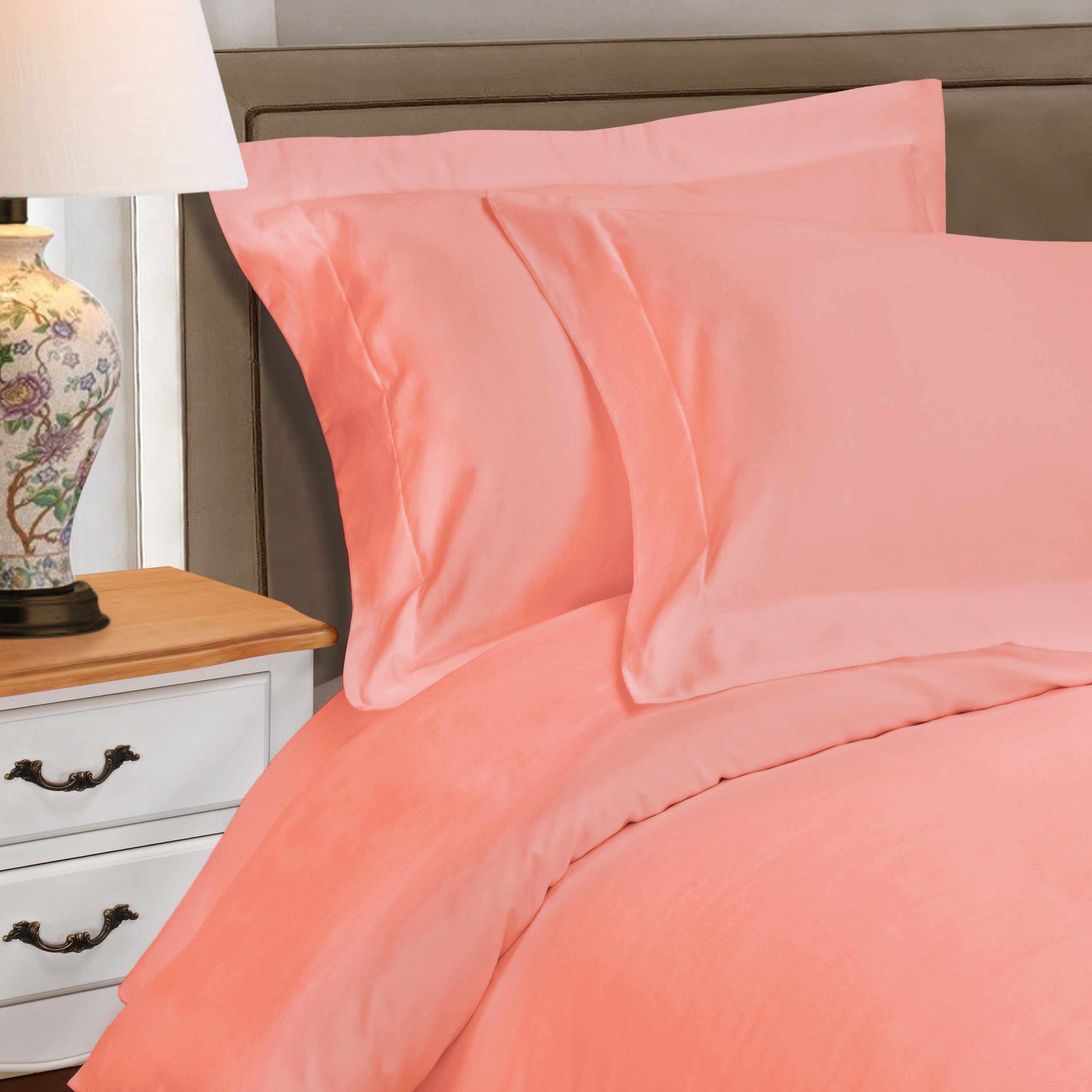  Superior Egyptian Cotton Solid All-Season Duvet Cover Set with Button Closure - Dusted Rose