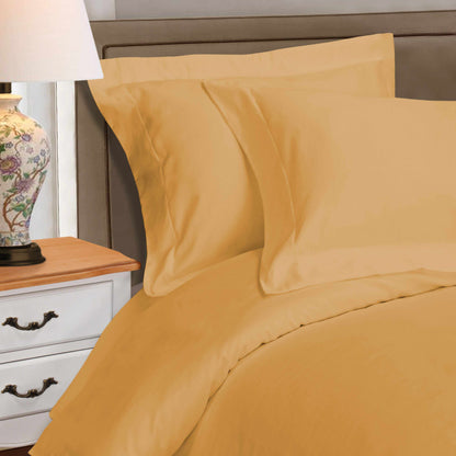  Superior Egyptian Cotton Solid All-Season Duvet Cover Set with Button Closure - Gold