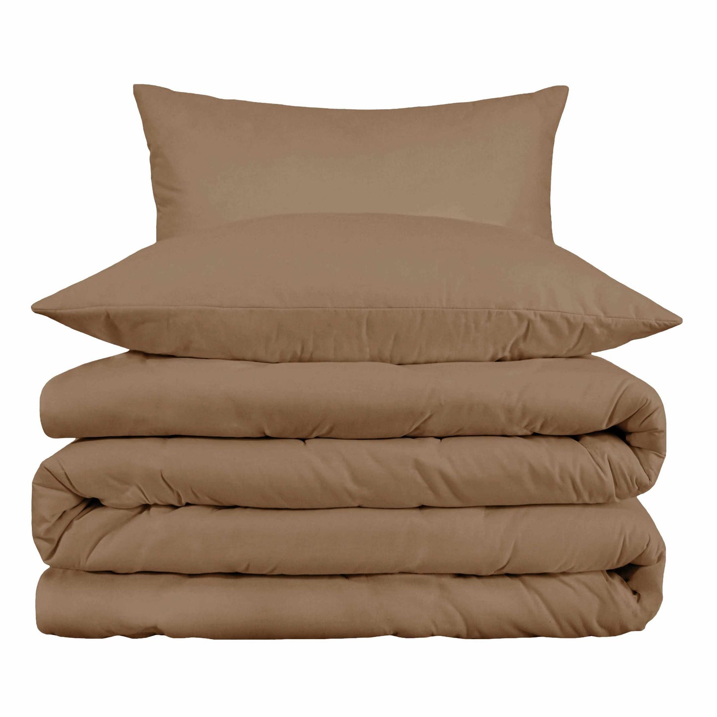  Superior Egyptian Cotton Solid All-Season Duvet Cover Set with Button Closure - Taupe