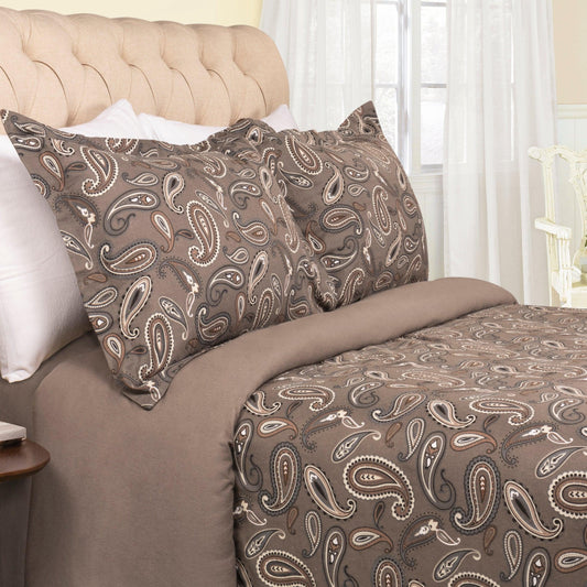 100% Cotton Flannel Paisley Luxury Duvet Cover Set