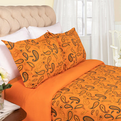 100% Cotton Flannel Paisley Luxury Duvet Cover Set