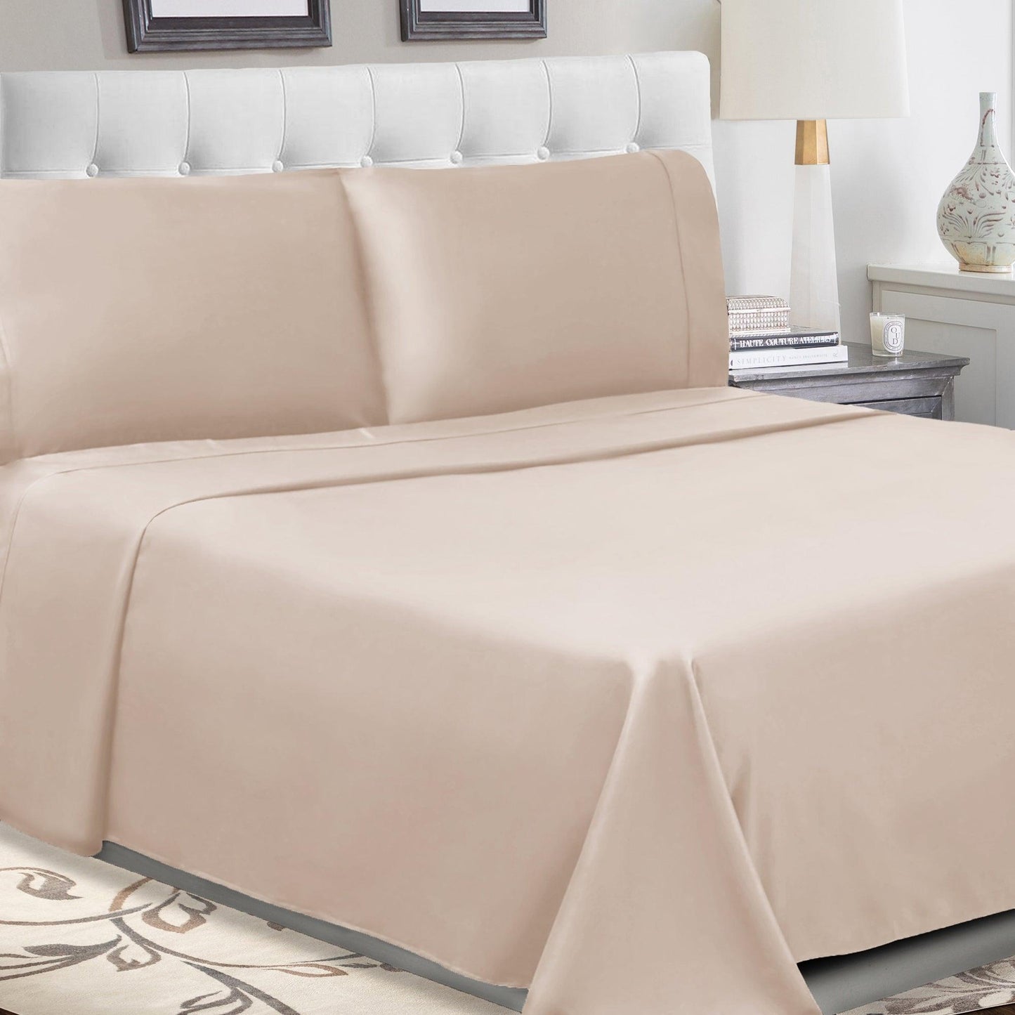 300 Thread Count Cotton Percale Solid Deep Pocket Sheet Set