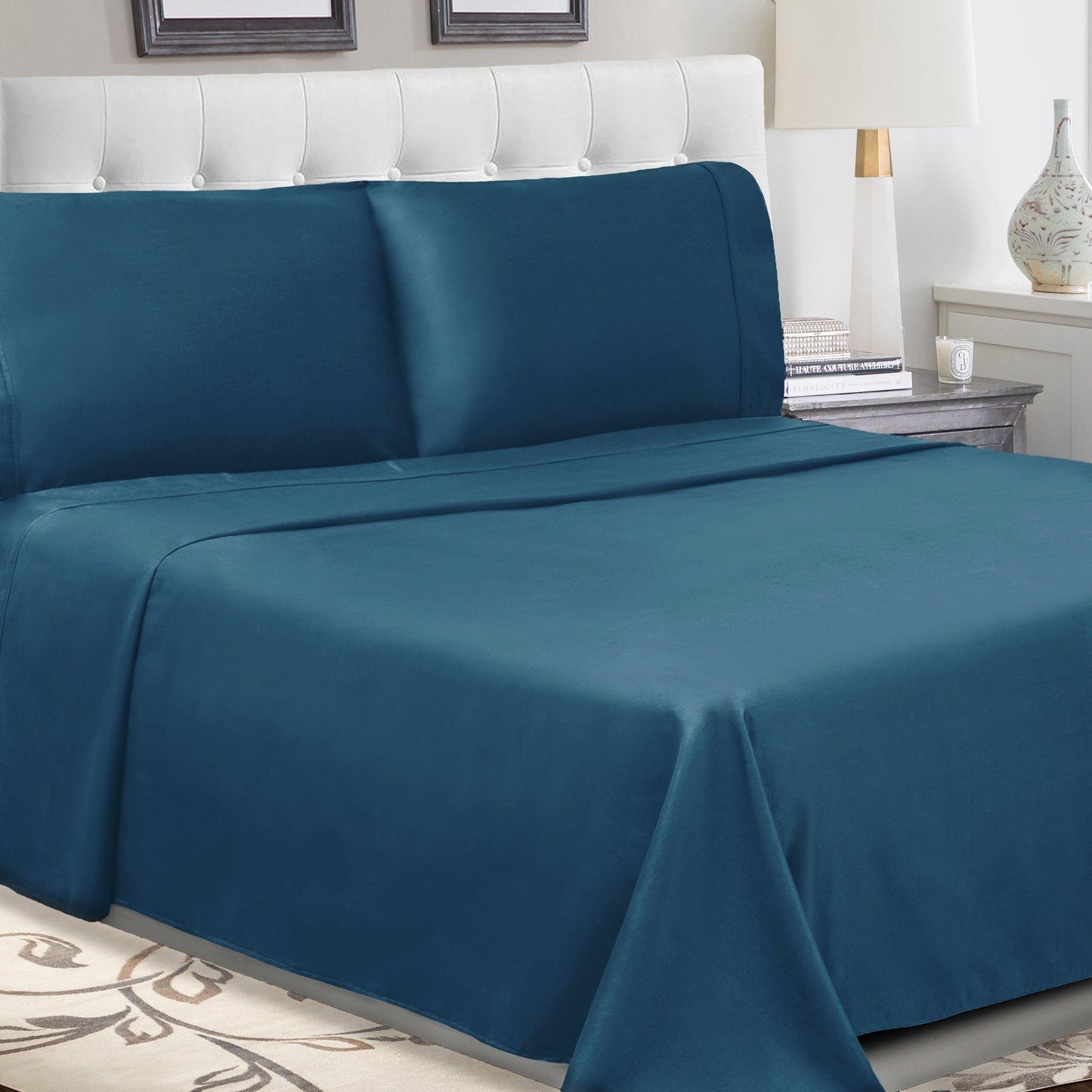 300 Thread Count Cotton Percale Solid Deep Pocket Sheet Set