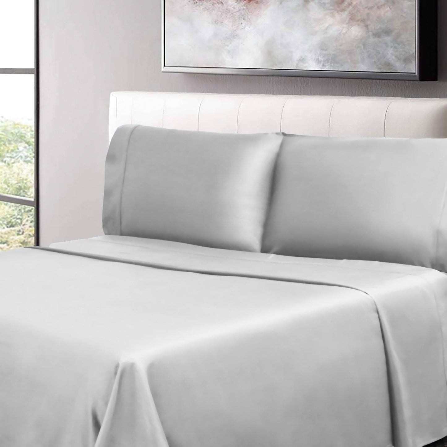 300 Thread Count Cotton Percale Solid Deep Pocket Sheet Set