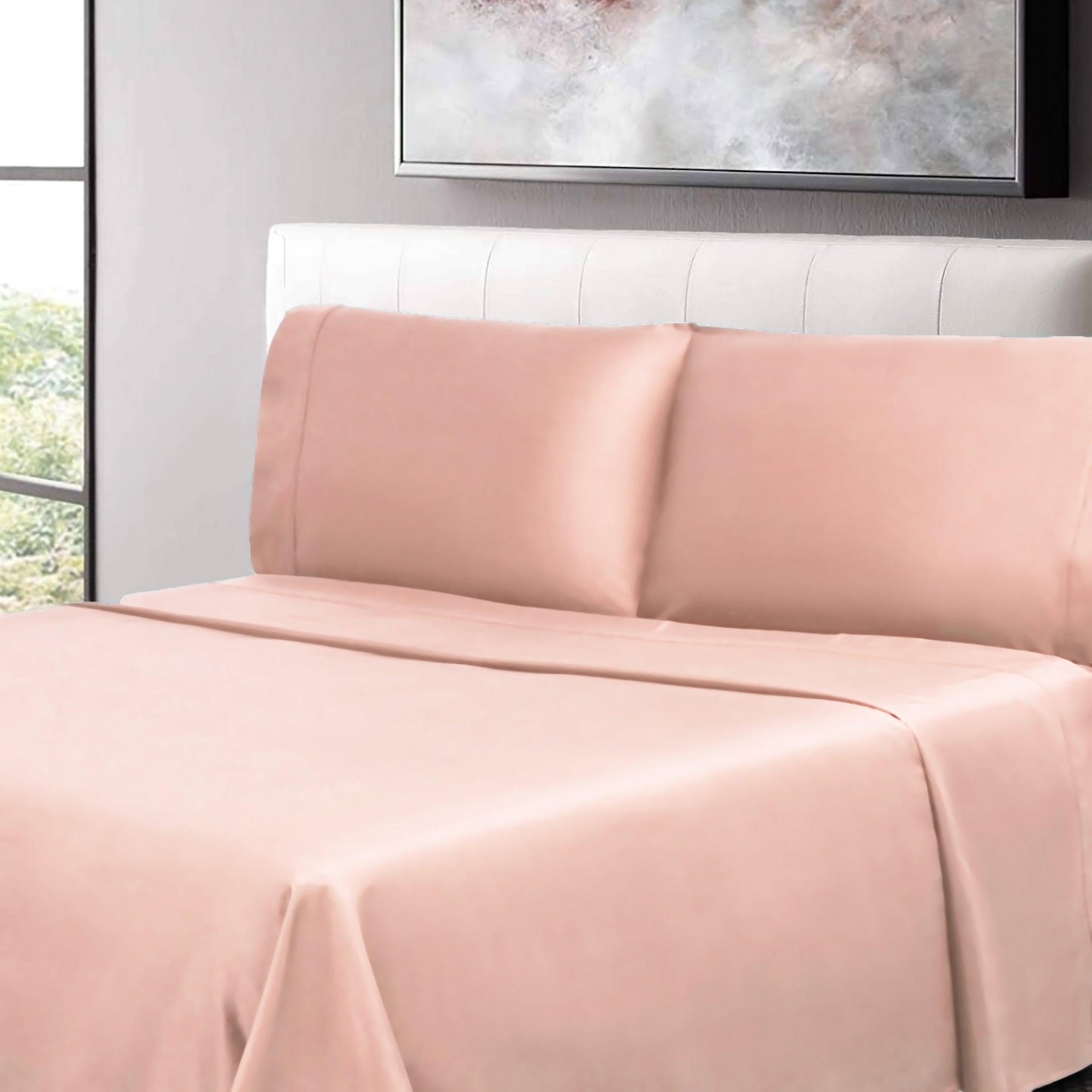 300 Thread Count Cotton Percale Solid Deep Pocket Sheet Set