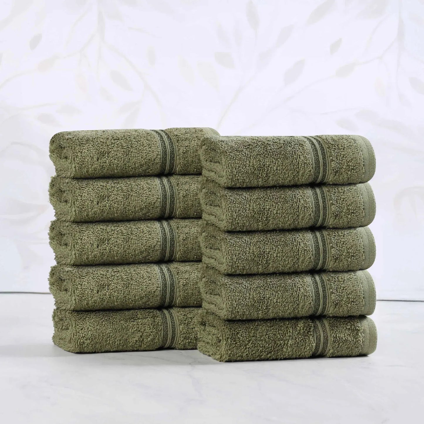 Heritage Egyptian Cotton Plush Absorbent Luxury Face Towel Set of 10