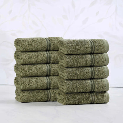 Heritage Egyptian Cotton Plush Absorbent Luxury Face Towel Set of 10