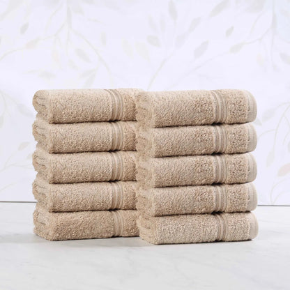 Heritage Egyptian Cotton Plush Absorbent Luxury Face Towel Set of 10