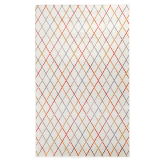Ellis Diamond Trellis Modern Indoor Area Rug - Bone