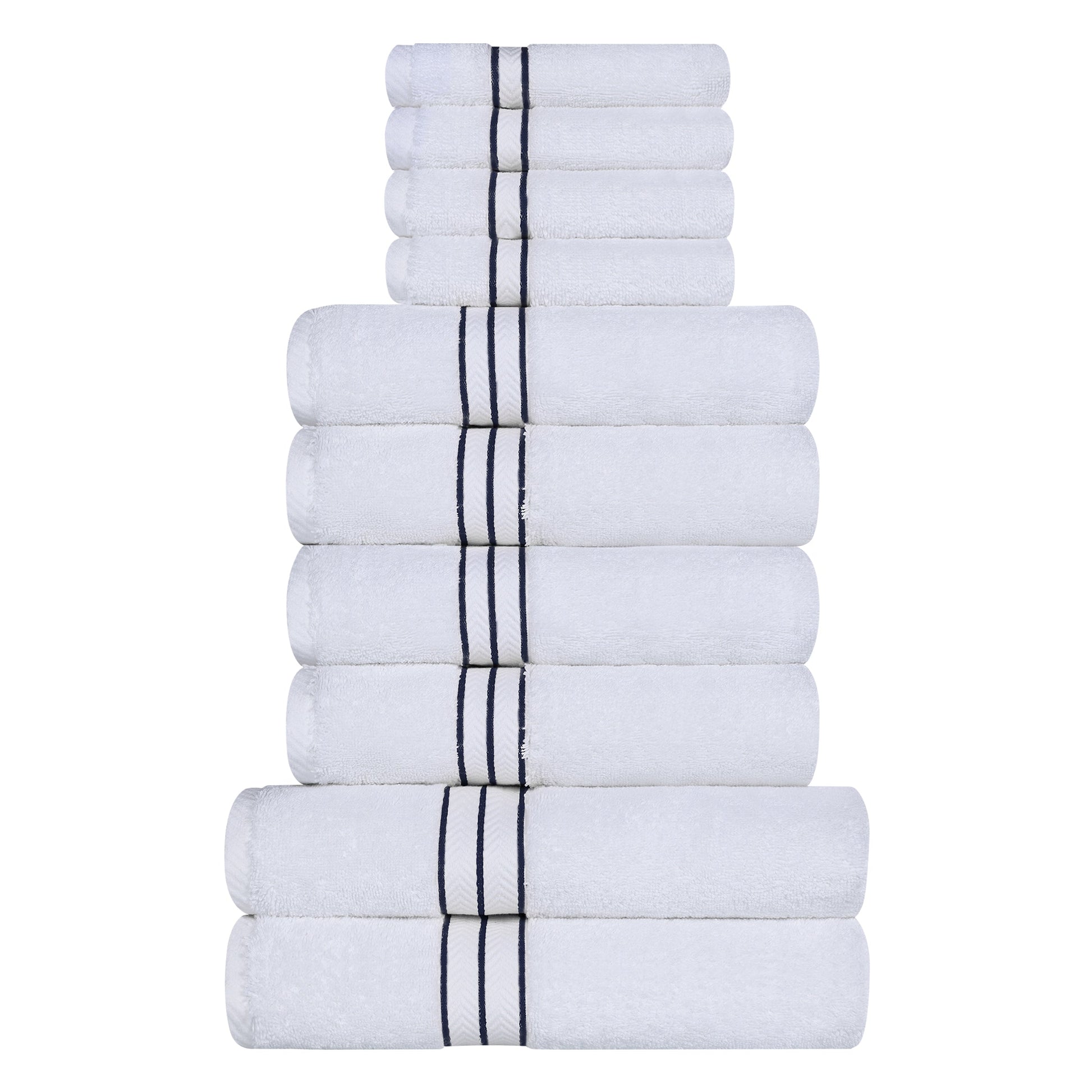 Ultra-Plush Turkish Cotton Hotel Collection Super Absorbent Solid Luxury Bathroom Set - Navy Blue