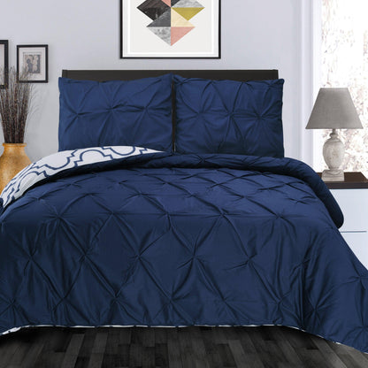 Superior Cotton Modern Geometric Valencia  Set with Button Closure - Blue