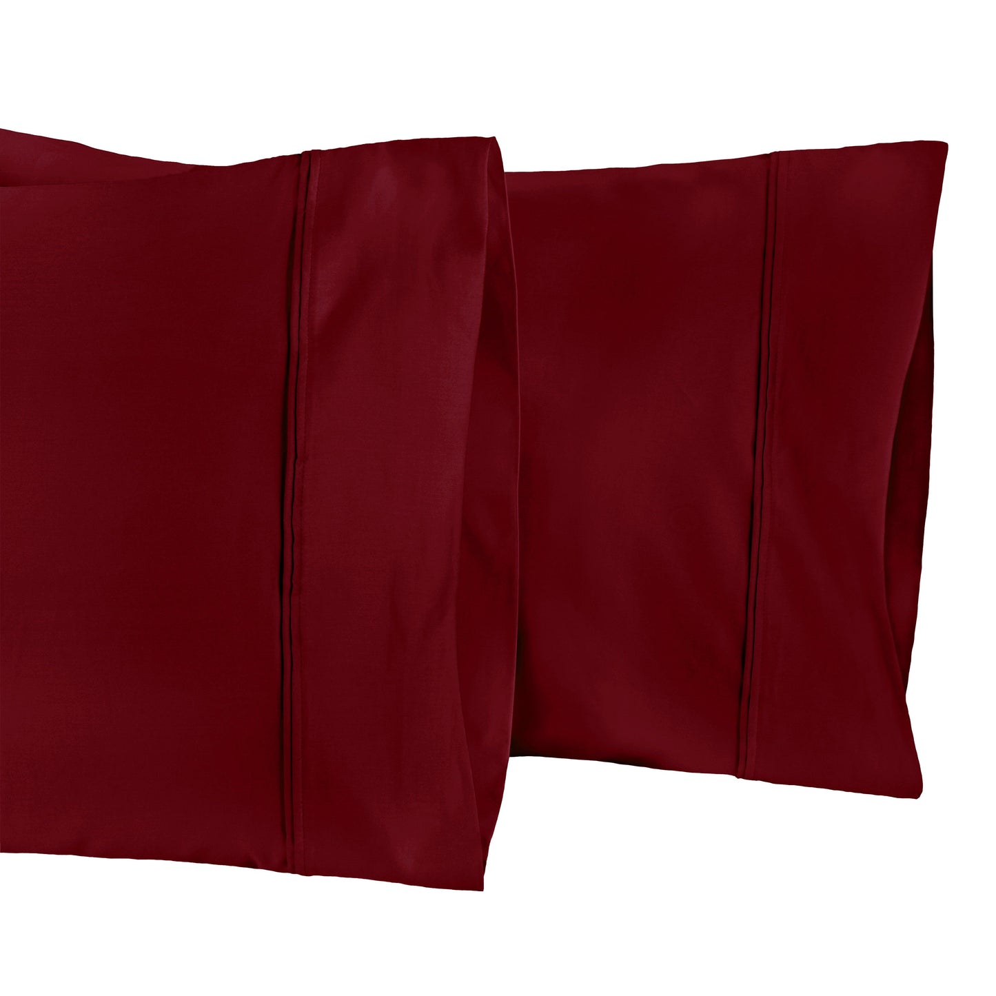 1200-Thread Count 100% Egyptian Cotton Double Pleated Egyptian Cotton 2-Piece Pillowcase Set - Burgundy