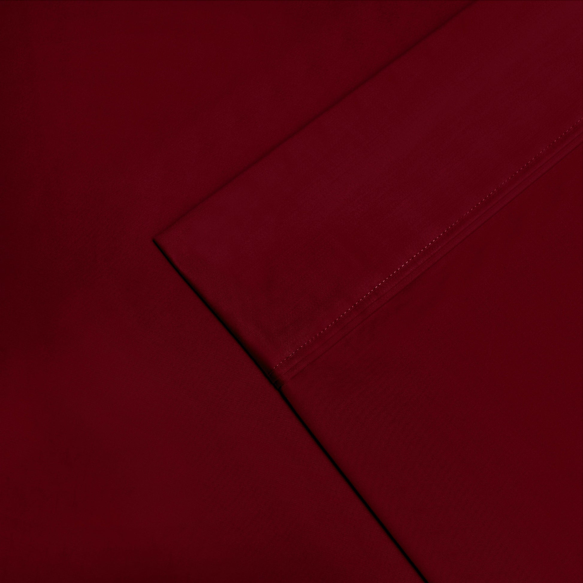 1200-Thread Count 100% Egyptian Cotton Double Pleated Egyptian Cotton 2-Piece Pillowcase Set - Burgundy