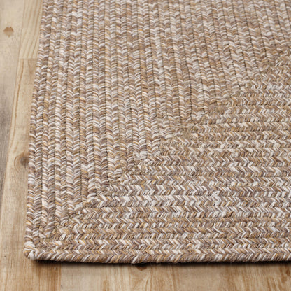 Superior Bohemian Multi-Toned Braided Patterned Indoor Outdoor Area Rug - Latte-White