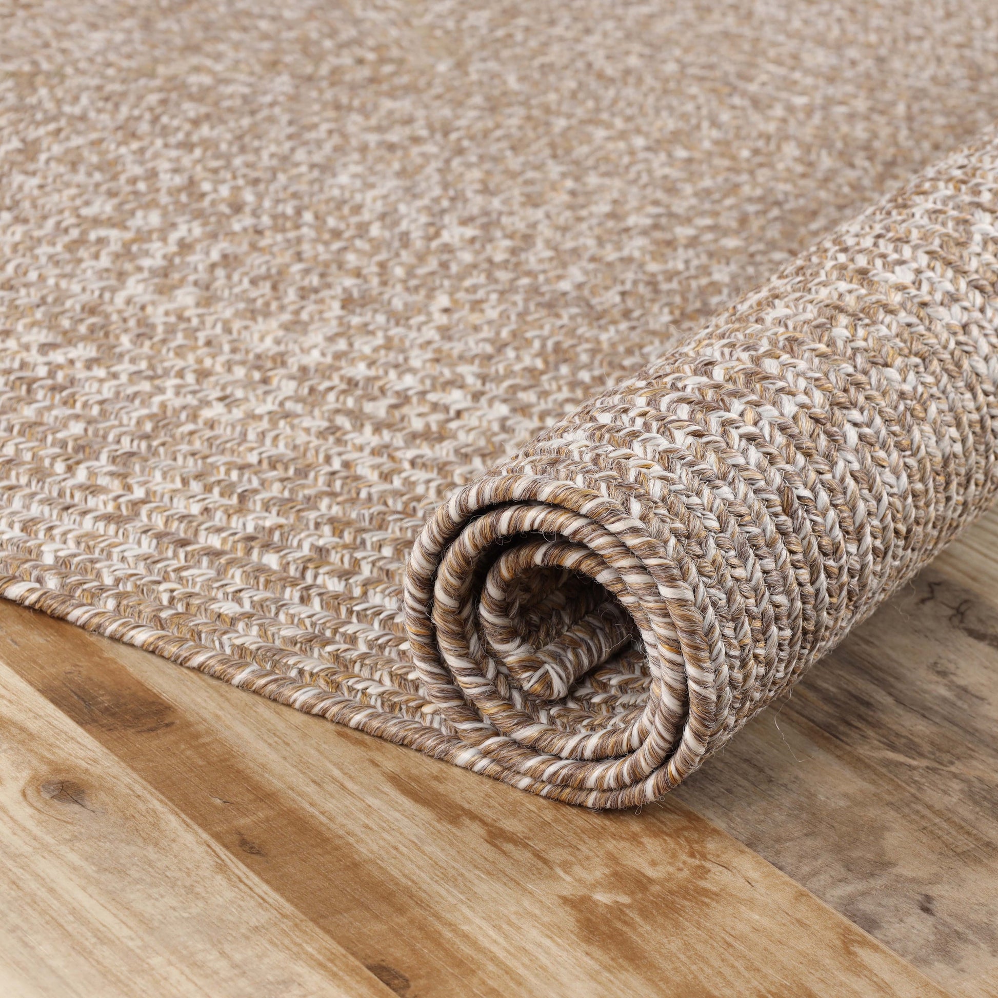 Superior Bohemian Multi-Toned Braided Patterned Indoor Outdoor Area Rug - Latte-White