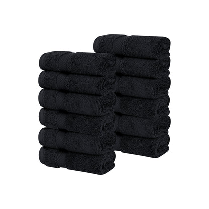 Zero Twist Cotton Ultra-Soft Absorbent Face Towel Washcloth - Black