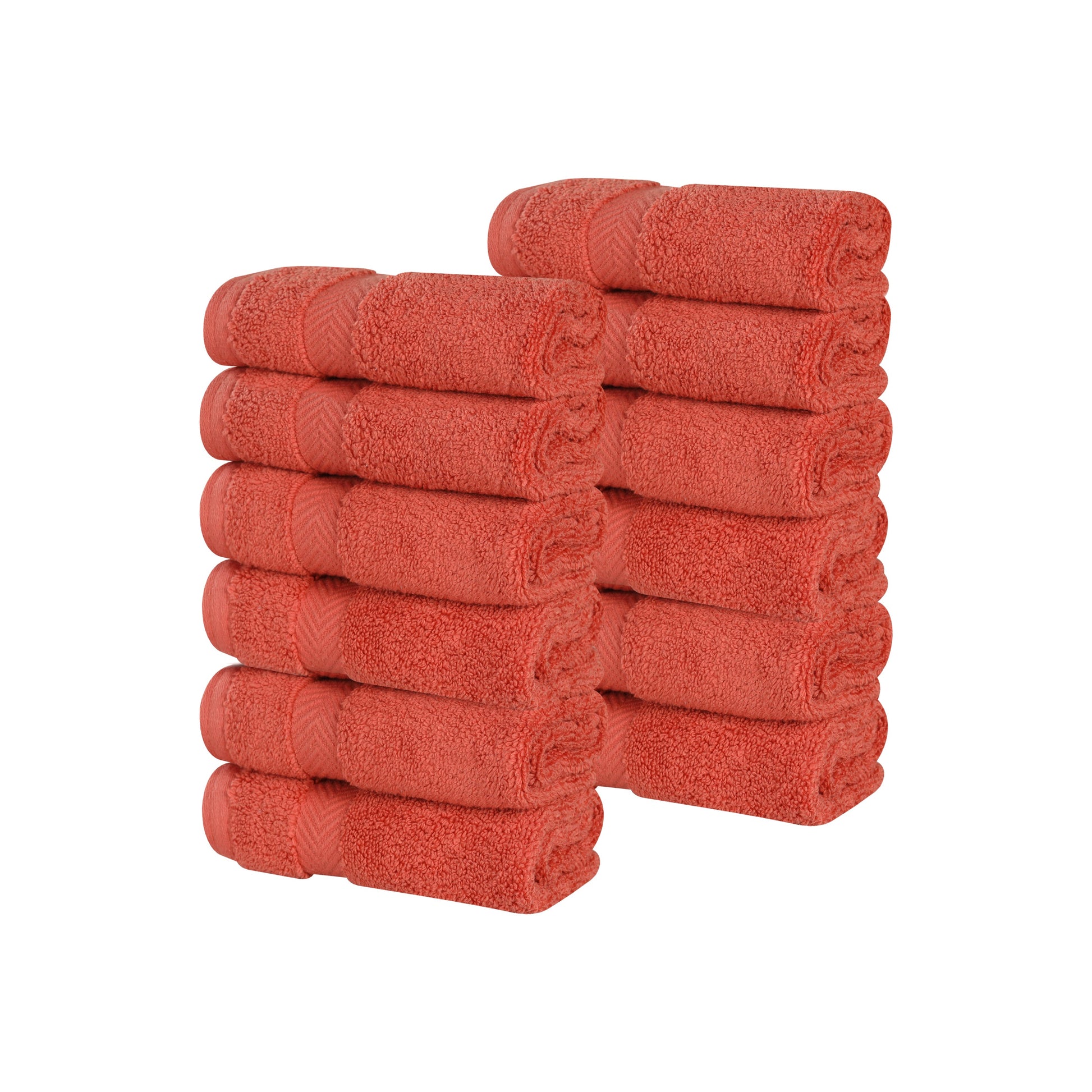 Zero Twist Cotton Ultra-Soft Absorbent Face Towel Washcloth - Brick Red