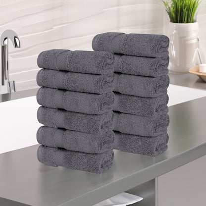 Zero Twist Cotton Ultra-Soft Absorbent Face Towel Washcloth - Grey