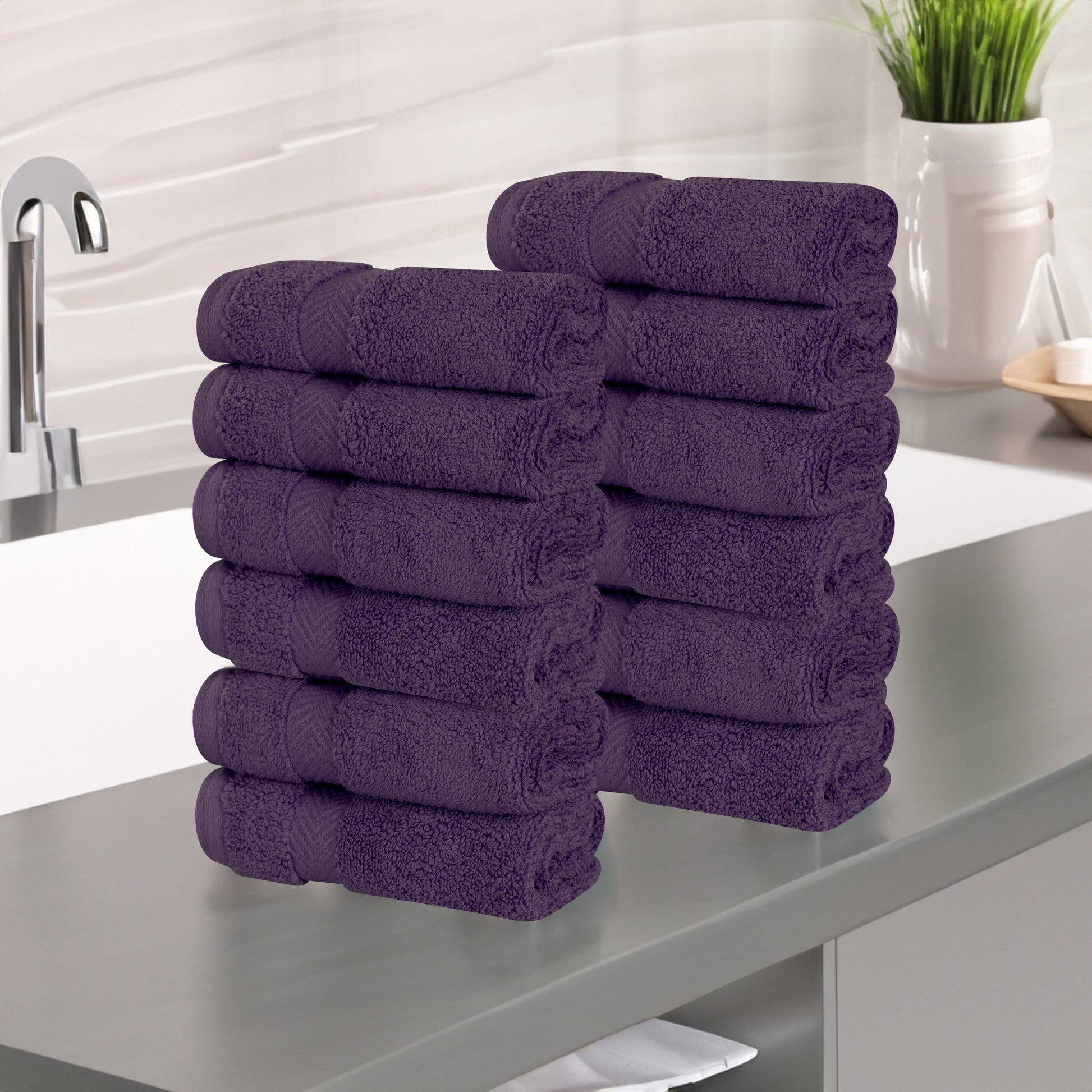 Zero Twist Cotton Ultra-Soft Absorbent Face Towel Washcloth - Grape Seed