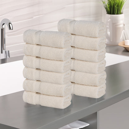 Zero Twist Cotton Ultra-Soft Absorbent Face Towel Washcloth - Ivory