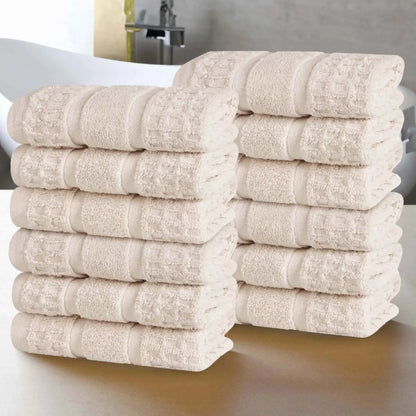 Napa Zero Twist Cotton Solid Waffle Face Towel Washcloth Set of 12