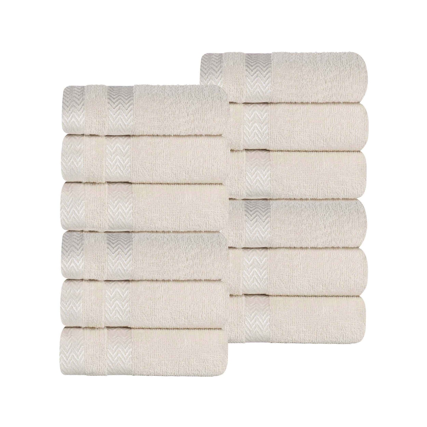 Zero Twist Cotton Dobby Border Absorbent Face Towel - Ivory