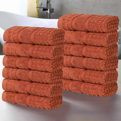 Napa Zero Twist Cotton Solid Waffle Face Towel Washcloth Set of 12
