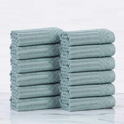 Soho Ribbed Cotton Absorbent Face Towel / Washcloth Set of 12