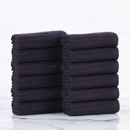 Soho Ribbed Cotton Absorbent Face Towel / Washcloth Set of 12