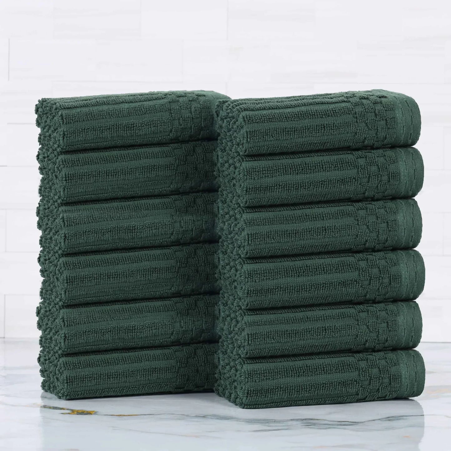 Soho Ribbed Cotton Absorbent Face Towel / Washcloth Set of 12