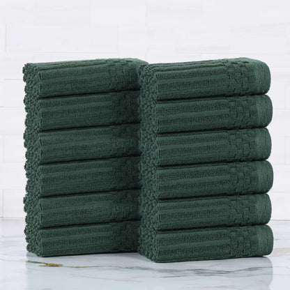 Soho Ribbed Cotton Absorbent Face Towel / Washcloth Set of 12