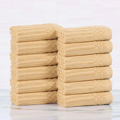 Soho Ribbed Cotton Absorbent Face Towel / Washcloth Set of 12