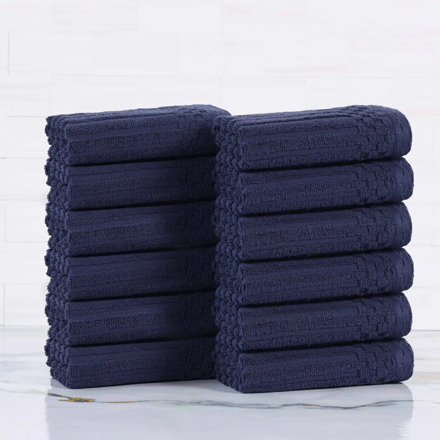 Soho Ribbed Cotton Absorbent Face Towel / Washcloth Set of 12