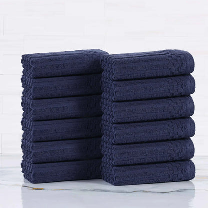 Soho Ribbed Cotton Absorbent Face Towel / Washcloth Set of 12