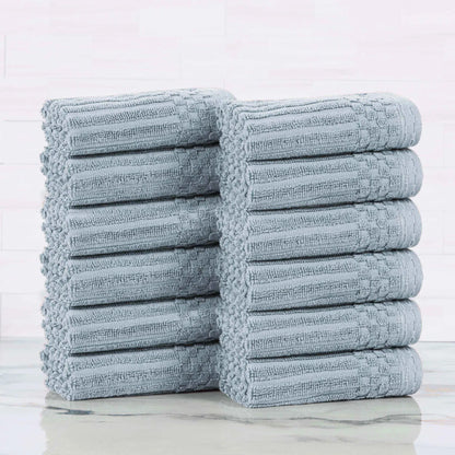 Soho Ribbed Cotton Absorbent Face Towel / Washcloth Set of 12