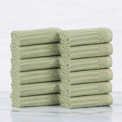 Soho Ribbed Cotton Absorbent Face Towel / Washcloth Set of 12