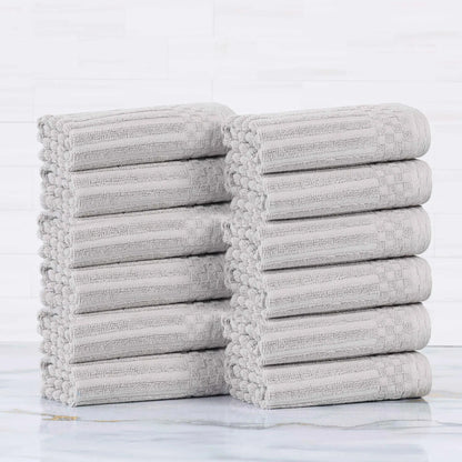 Soho Ribbed Cotton Absorbent Face Towel / Washcloth Set of 12