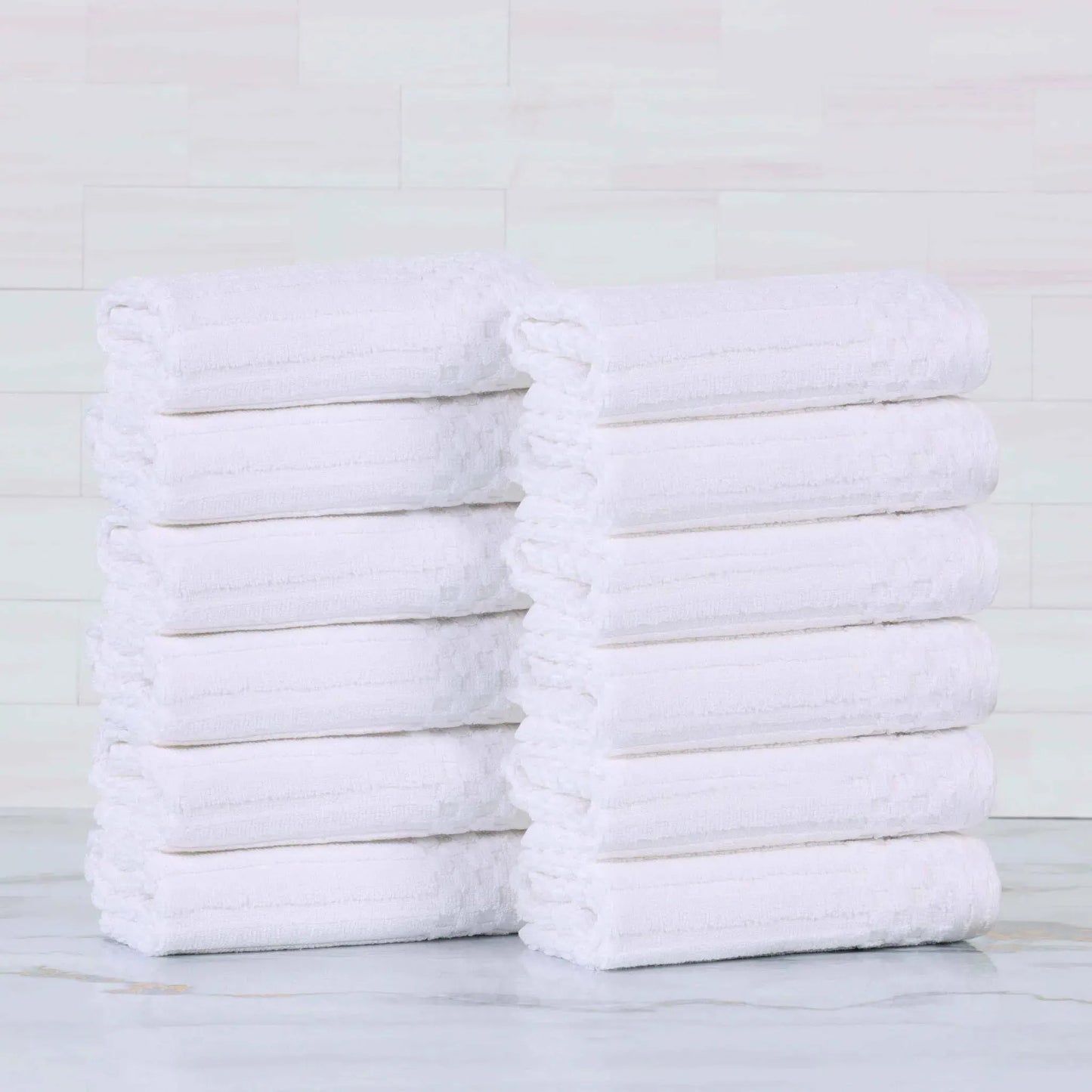 Soho Ribbed Cotton Absorbent Face Towel / Washcloth Set of 12