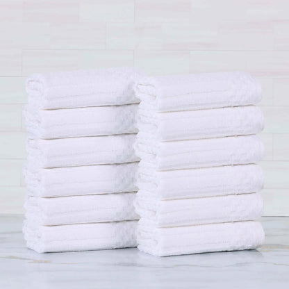 Soho Ribbed Cotton Absorbent Face Towel / Washcloth Set of 12