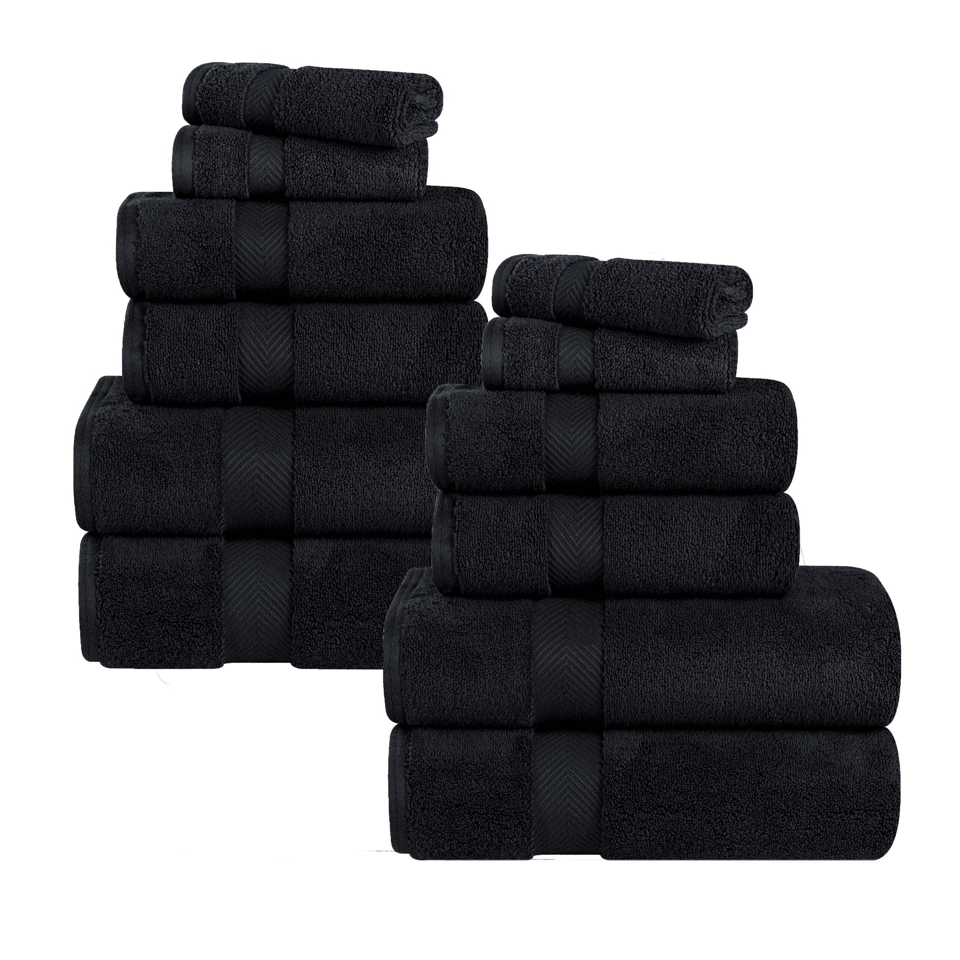 Zero Twist Cotton Ultra-Soft Absorbent Assorted - Black