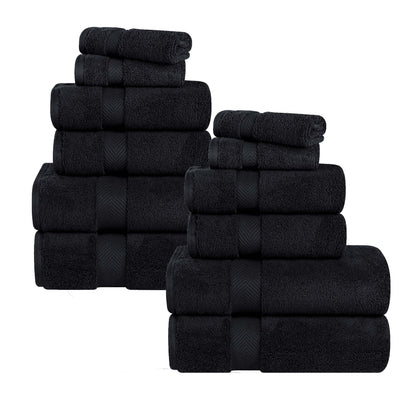 Zero Twist Cotton Ultra-Soft Absorbent Assorted - Black
