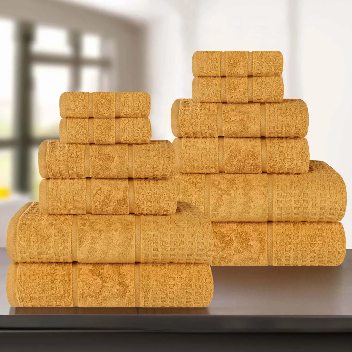 Napa Zero Twist Cotton Solid Waffle Honeycomb 12 Piece Towel Set