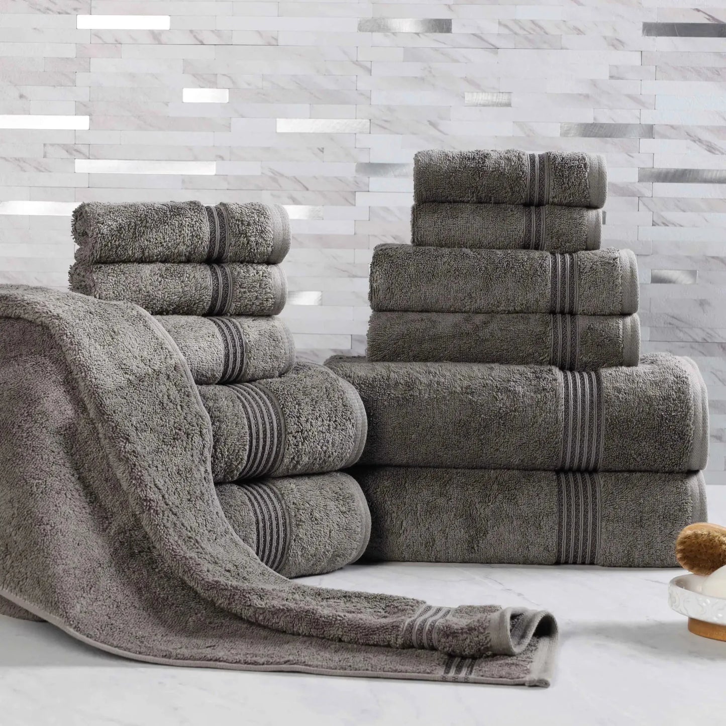 Heritage Egyptian Cotton Plush Absorbent Luxury 12 Piece Towel Set