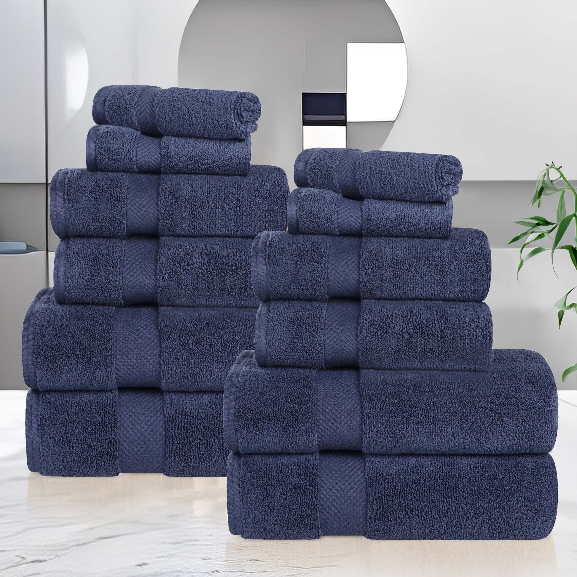 Zero Twist Cotton Ultra-Soft Absorbent Assorted - Midnight Blue
