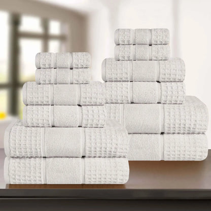 Napa Zero Twist Cotton Solid Waffle Honeycomb 12 Piece Towel Set