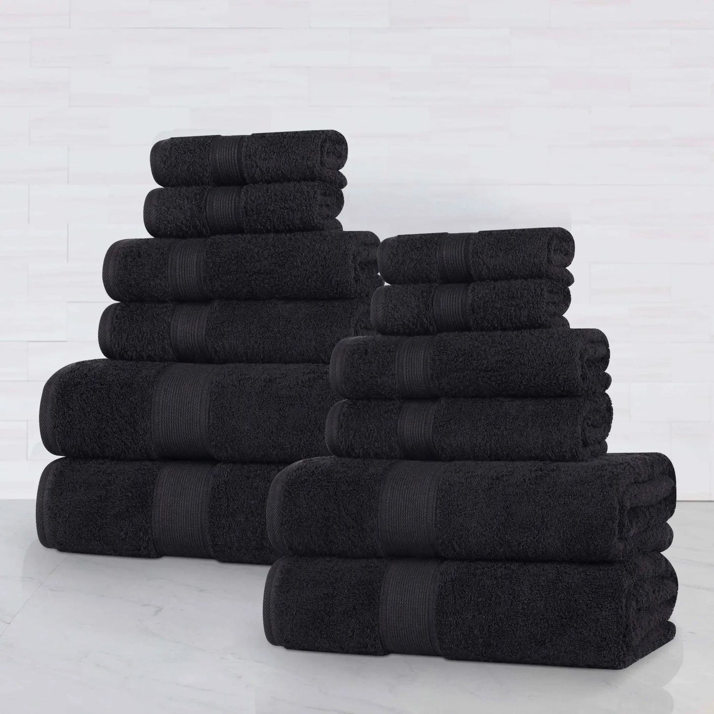 Organic Cotton Plush Solid Assorted 12 Piece Towel Set